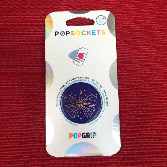 POPSOCKETS PopGrip Vibey Butterly Phone Holder NEW Blue Gold Boho Bohemian - Picture 1 of 2